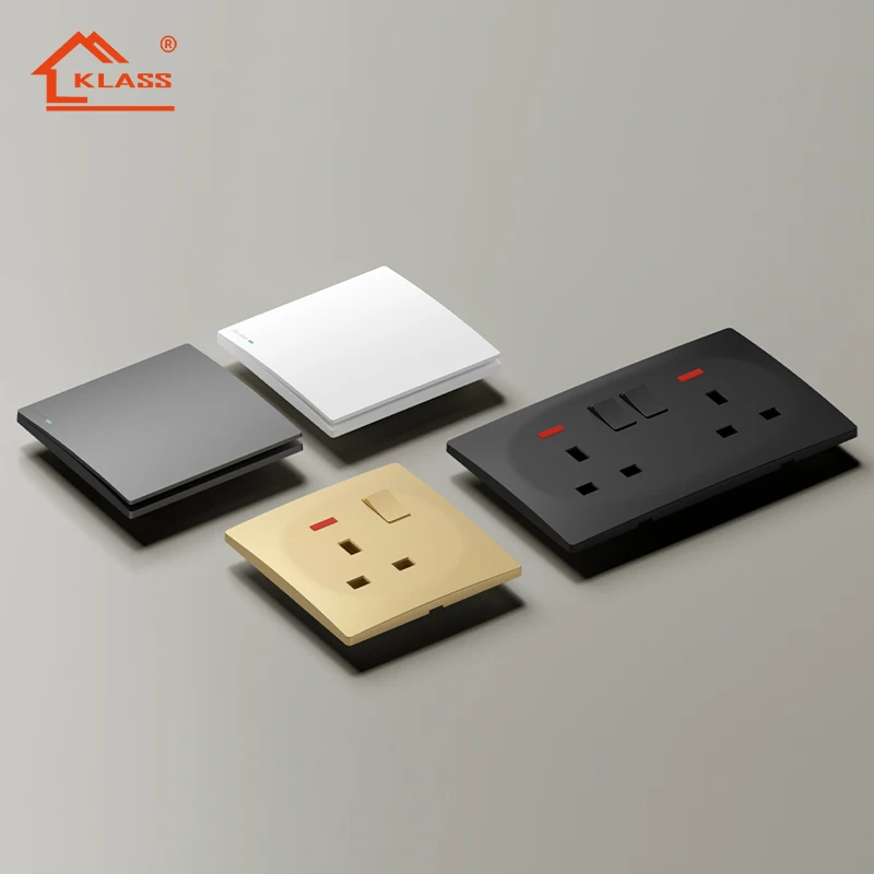 electrical supplies New textured high quality luxury wall light switch socket 1 2 3GANG 15A SOCKET wall switch socket