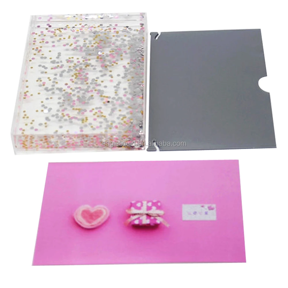 Picture Water And Glitter Clear Acrylic Sparkle Photo Frame 5x7 Quicksand Flowing Water Picture Frame