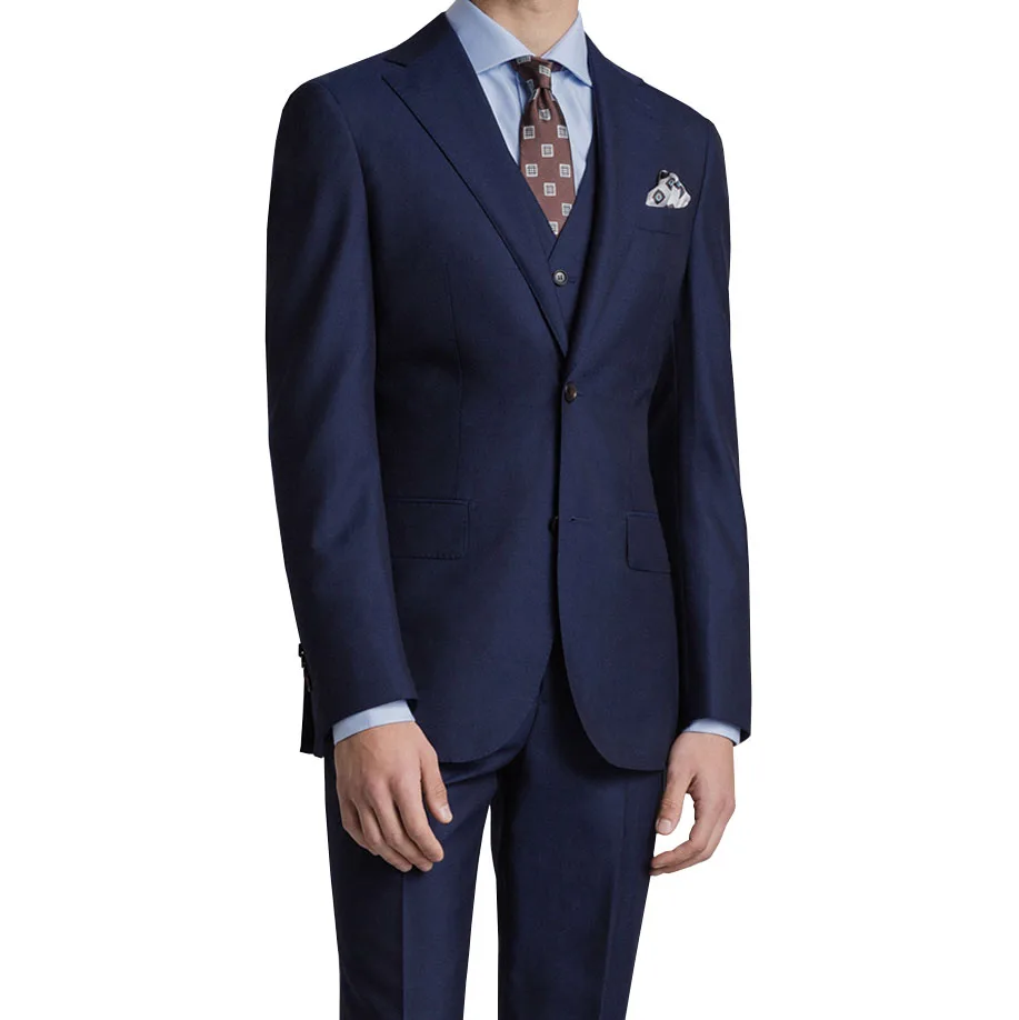 2024 New Style Morden Wearable Business Custom Mens Casual Blazer Suits Wedding Tuxedo Navy Men 3 Pieces Suit Pant