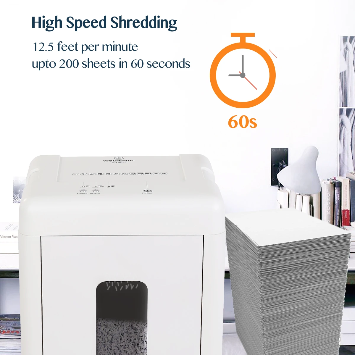 WOLVERINE Paper shredder machine 2X10 mm 15 Sheets Super Micro-cut Home Office shredder  Heavy Duty 32L White