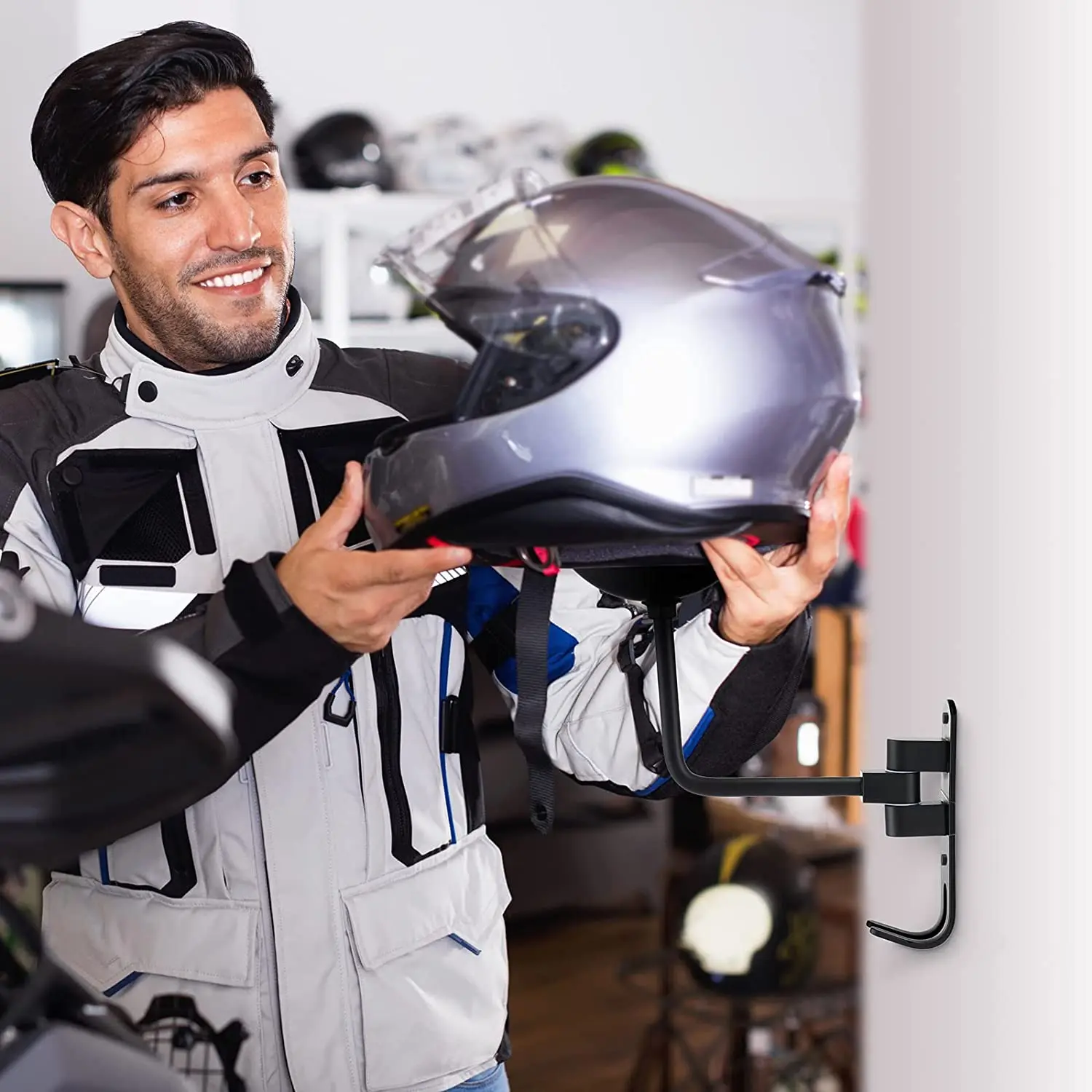 Оптовая цена, стойка для хранения на мотоцикл, держатель шлема, стеллаж для витрин на стену