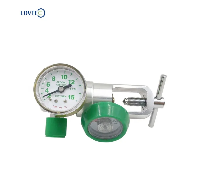 Lovtec two gauges Medical Grade CGA870 Oxygen regulator For medical Oxygen Cylinder plastic knorb