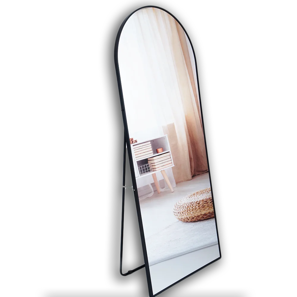 Custom Designed Aluminum Alloy Frame Long Mirror Floor Mirror  Arched Full Length Mirror With