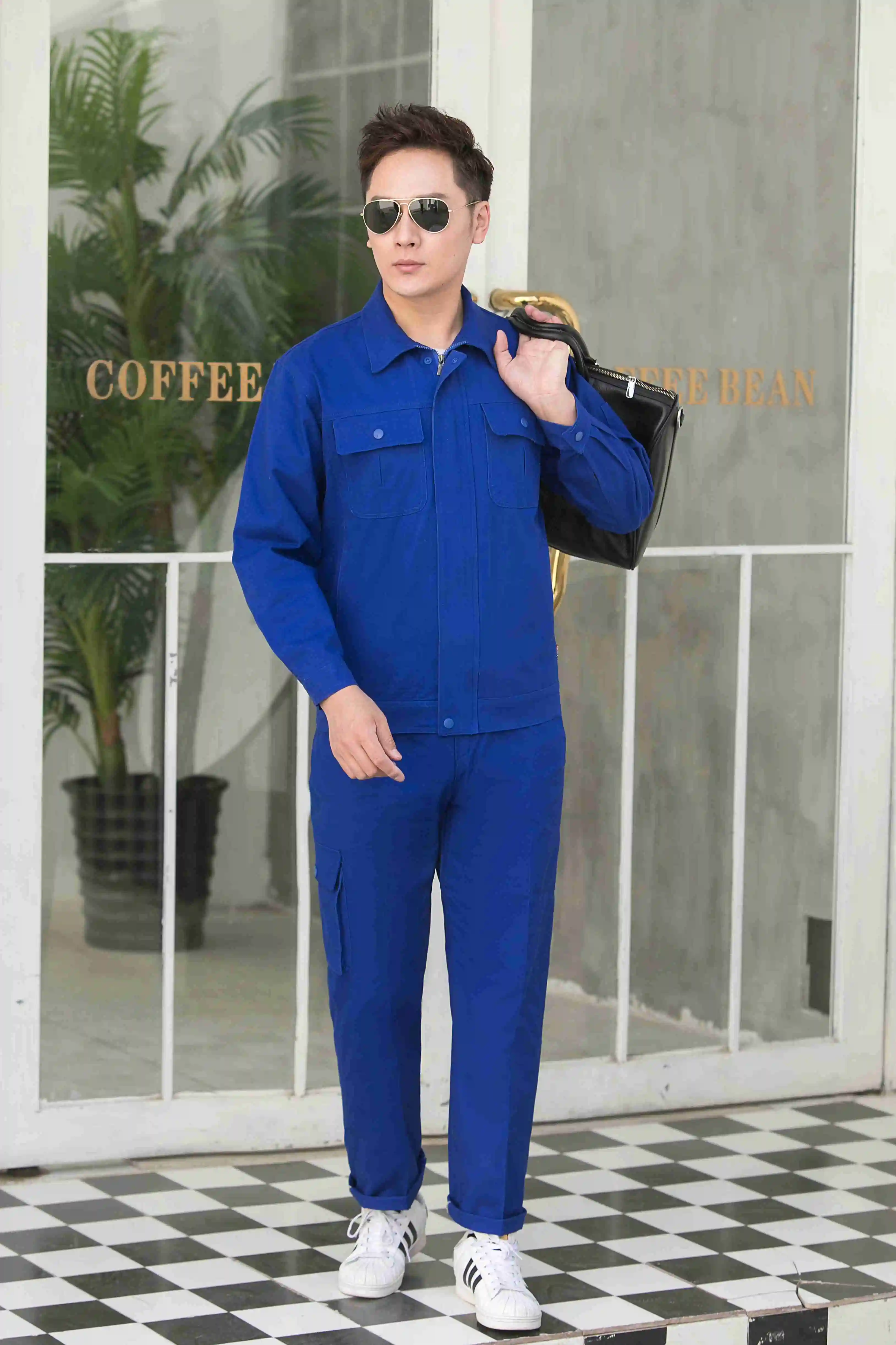 Pure Cotton Overall Long Sleeves Cleaner Workwear Tops Work Suit Working Car Repair Clothes For Men