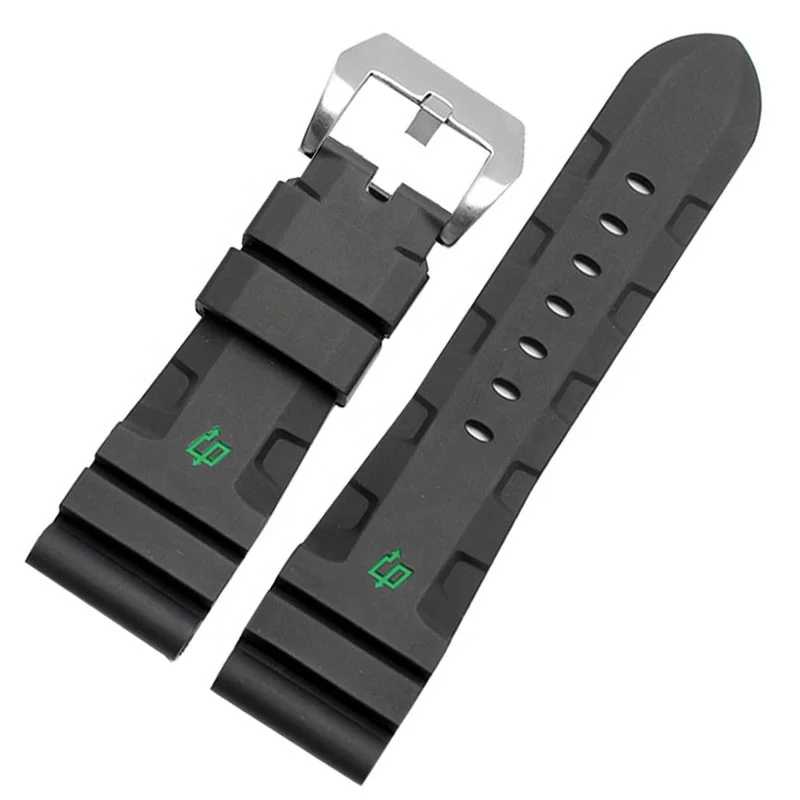 sport solid color gray navy blue army green 22mm 24mm 26mm soft rubber watch band silicone For Panerai watch strap