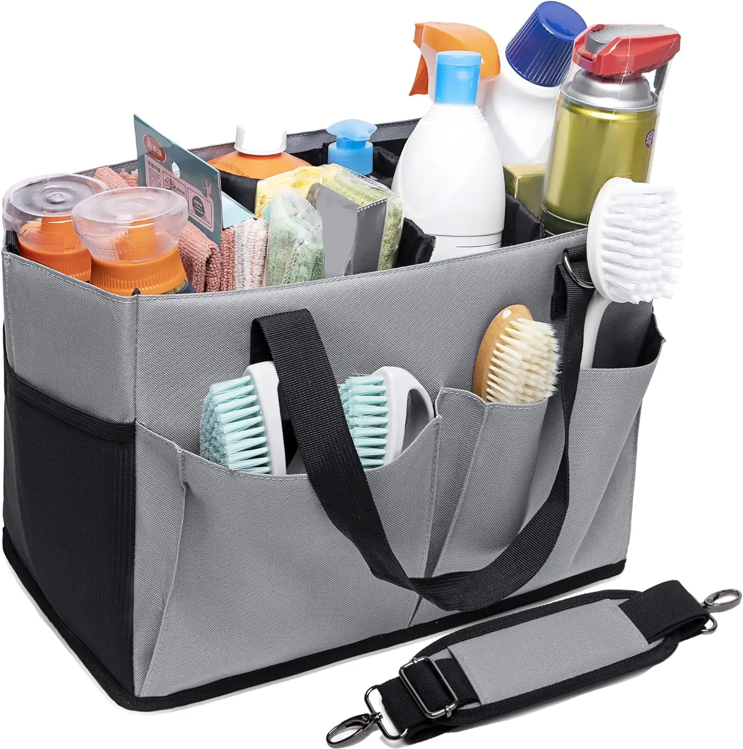 Durable Grey Car Wash Tool Cleaning Kit Bag With Multiple Compartments For Cleaning Suppliers