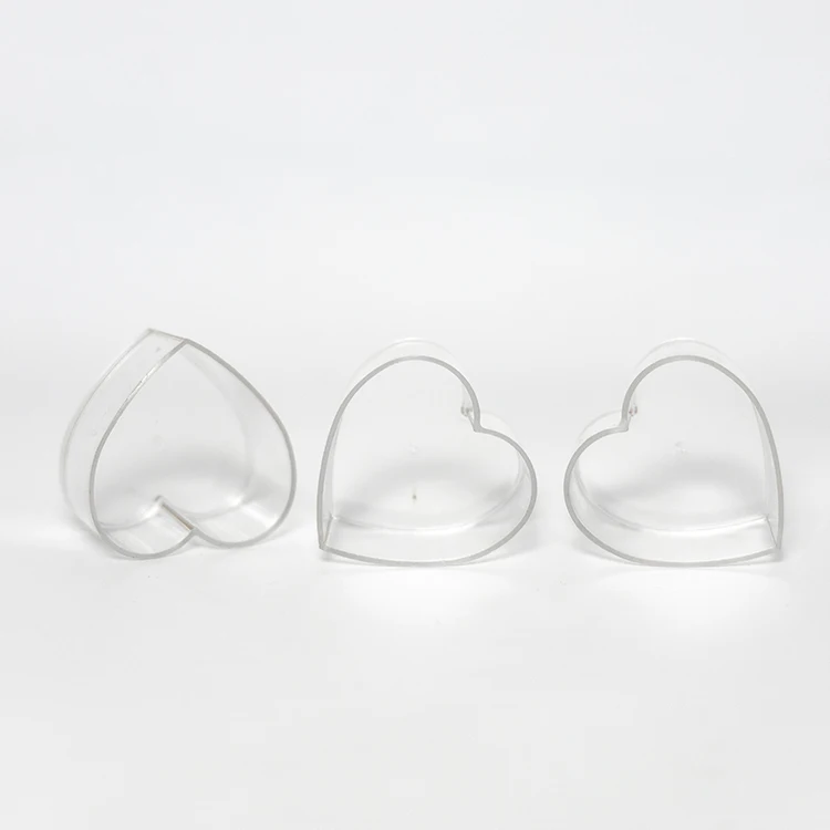 Heart shaped enpty clear plastic tealight candle cups