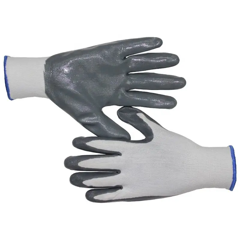 Wholesale 13 Grams Nylon Knitted Nitrile Industrial Machinery Oil Resistant Safety Gloves Factory Price Guantes Luvas CE 3121X