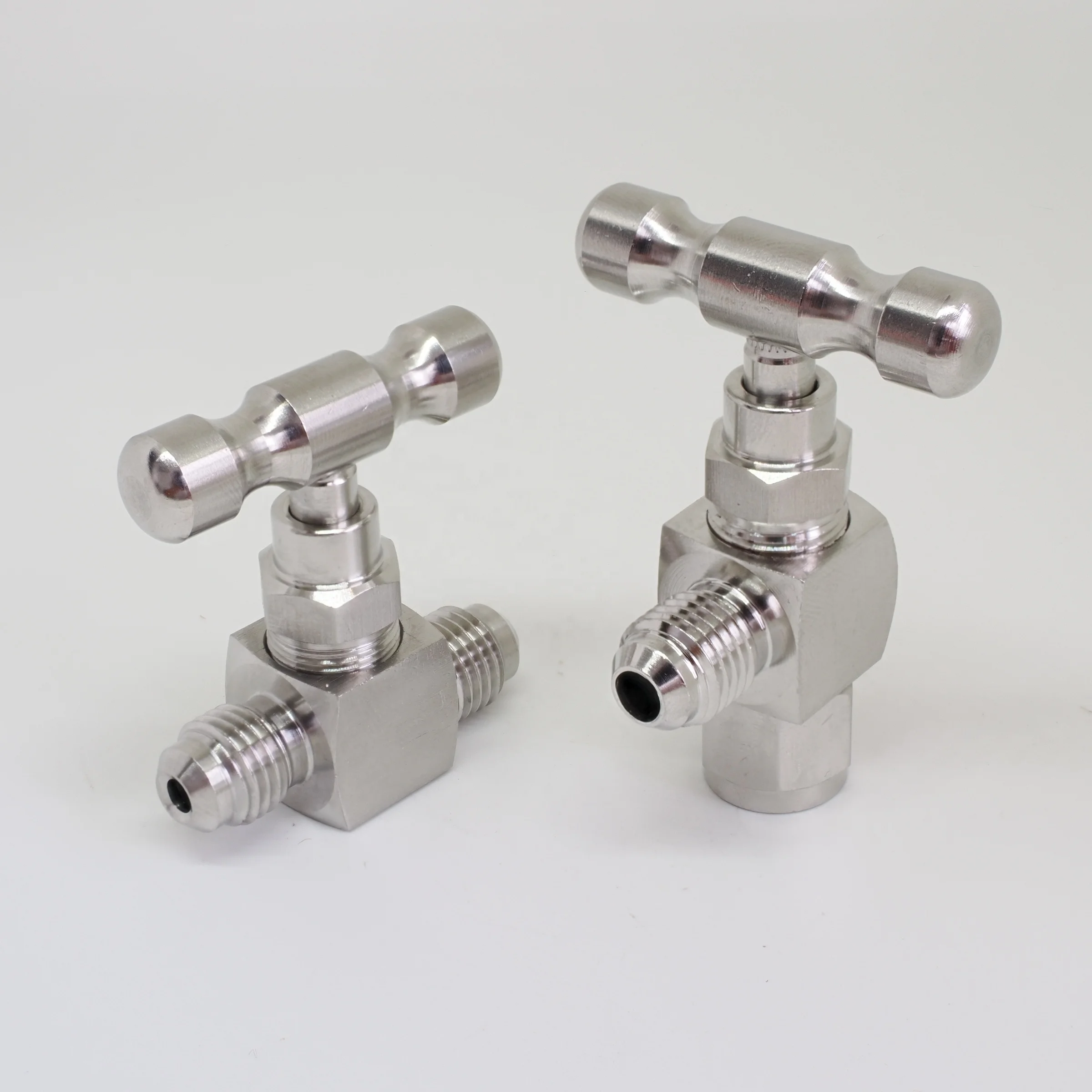 1/4'MFL Stainless Steel Needle Valves Ball Structure 1/4'Male flare X1/4' female flare swivelw/shut off valve