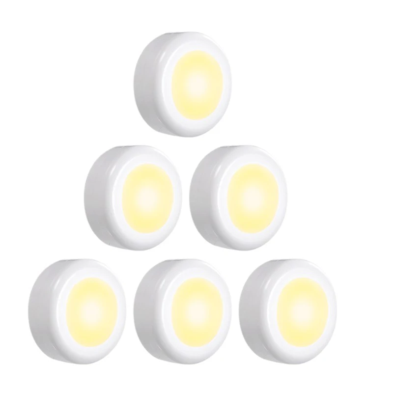 6 Pack DC5V 0.25W RGB LED Cabinet Light Puck Lamp 2 Remote Control Controller 10 Levels Adjustable Brightness