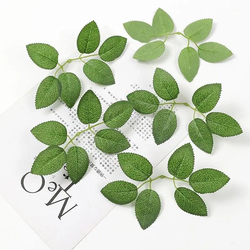 silk artificial flower green leaves  rose leaf for flower bouquet decoration