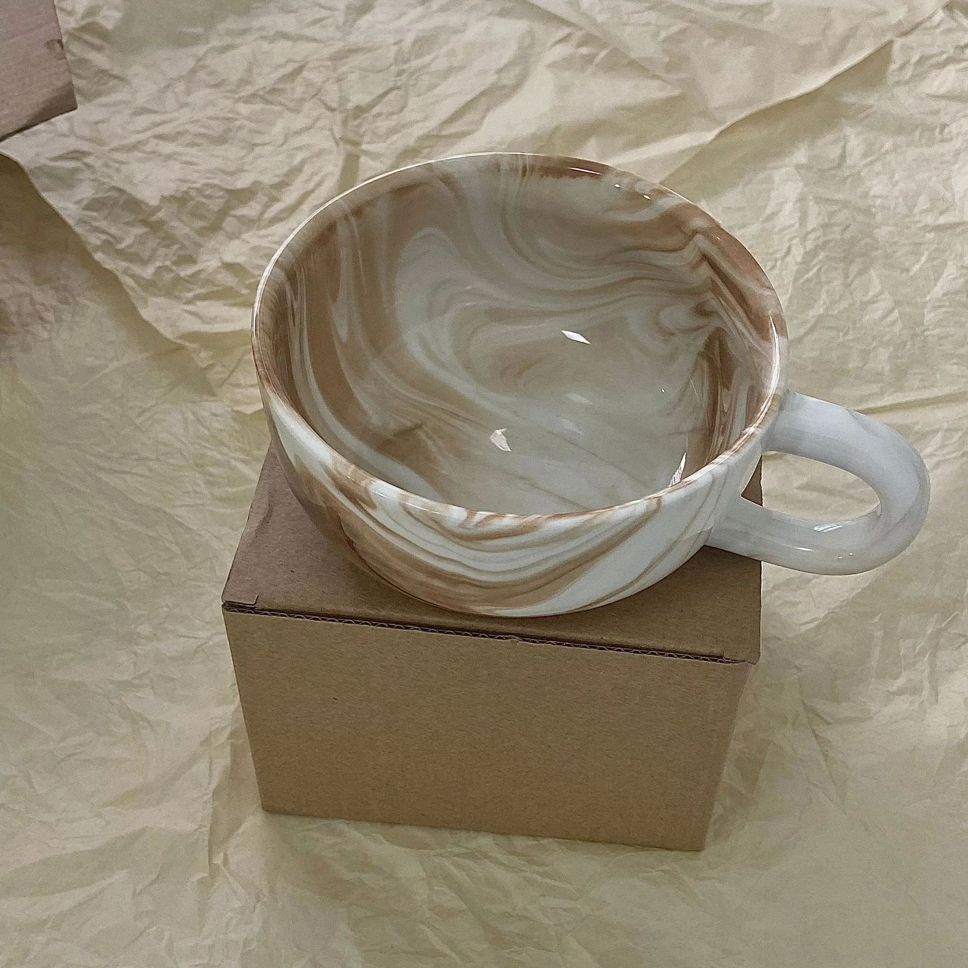 Hot selling Nordic ins wind fat fat pattern ceramic mug coffee cup oat milk bowl large ceramic water cup