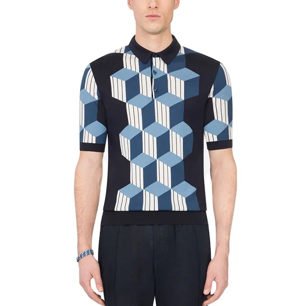 Custom LOGO OEM & ODM  men sweater pullover knitwear jacquard short Sleeve Knitted Spring Sweater men T-Shirts sweater men