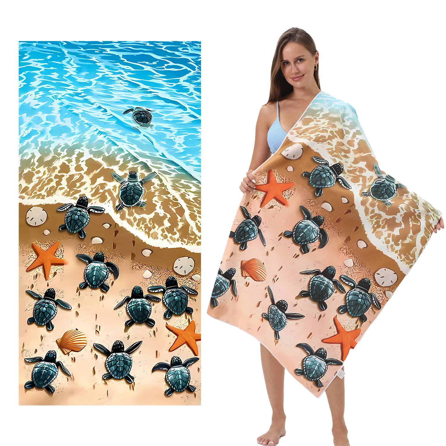 Microfiber Custom Digital Printing Dolphin Beach Towel Sand Proof Beach Towel Summer Beach Towel