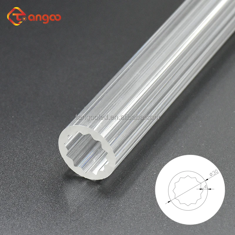 Clear transparent acrylic tube diffuser cover with inner line PMMA plastic luminous plexiglass tube for led strip light