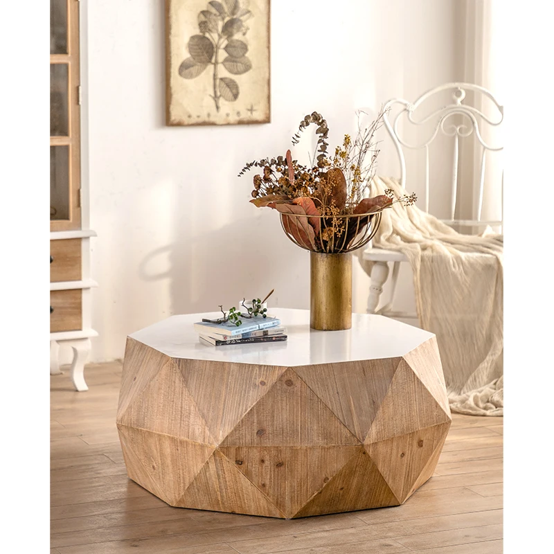 nordic solid wood center table home decorative furniture  wood top polygon coffee table tea table for living room