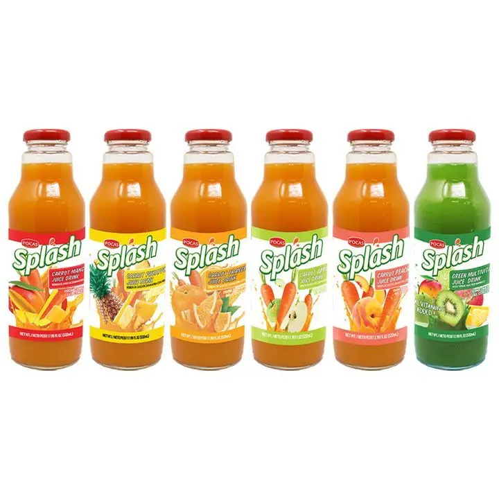 Pocas Splash Carrot Juices 8 Bottles / 25.4 Fluid Ounce & 12 Bottles / 17.98 Fluid Ounce.