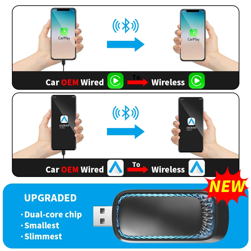 Ai box CarPlay Wireless Adapter Android Screen Car USB Wired to Wireless CarPlay Plug Play Automatic Connection