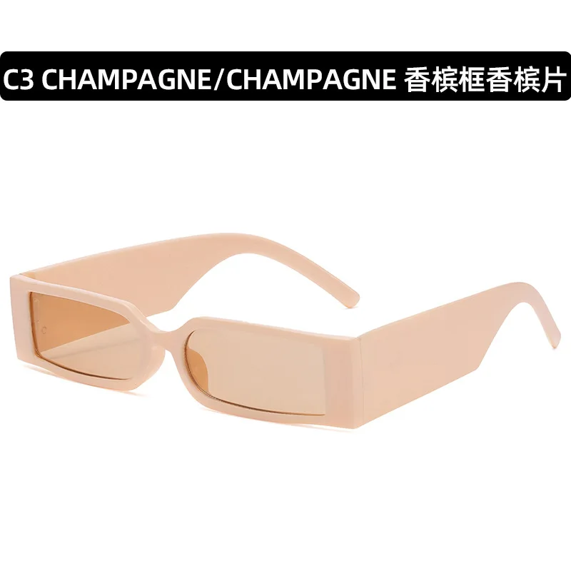Sunglasses 2024 Fashion Rectangle Small Square Custom Shades Wide Temple INS New Outdoor Unisex Sun Glasses PC Material