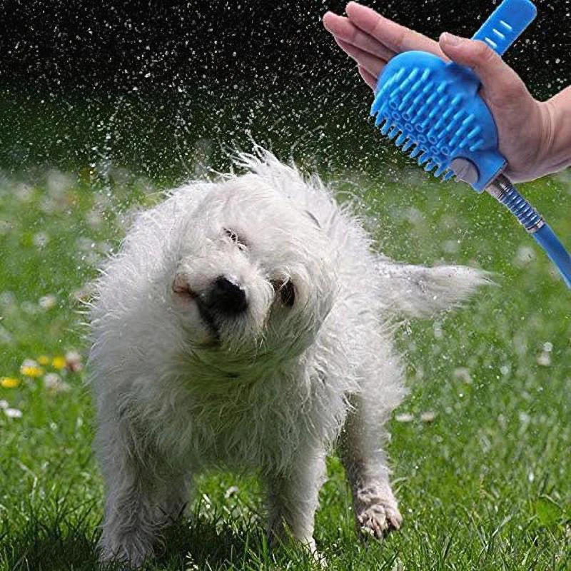 
Pet Water Sprayer Massage Brush and Rubber Shield Pet Faucet Dog Wash Kit for Shower 