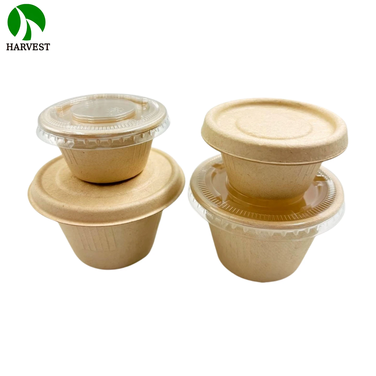 Leakproof Greaseproof Eco Harvest Natural Sugarcane Disposable Bagasse 2 Oz 4 Oz Dipping Sauce Cup With Lid