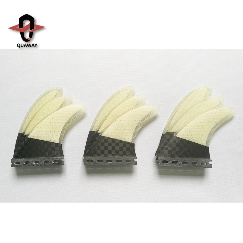 Waterplay Surfing Honeycomb Dual Tab Surfboard Fins Carbon Single Tab Surf Fins Fiberglass Thruster Tri Fin Set