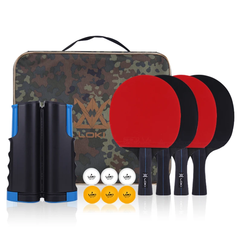 
High quality 4 paddle set 6 balls 1 net 1 carry bag professional table tennis racket for sale 