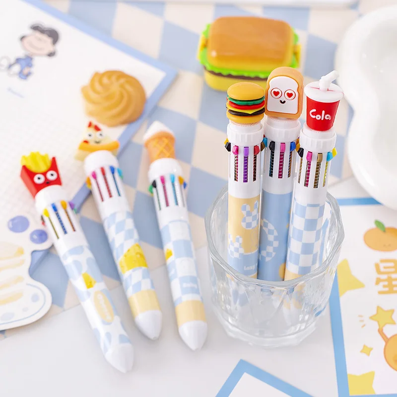 Cartoon creative Student kids 10 color multicolor Pen for promotional ballpoint pen