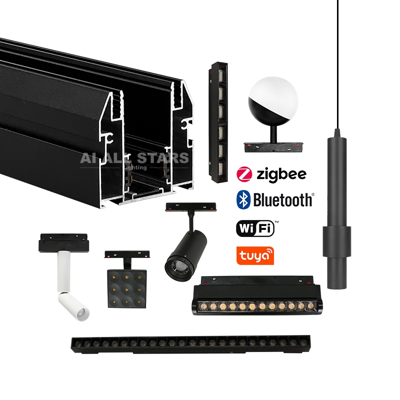 48V Magnetic Track Light Tuya Zigbee Smart Control Dimmable Magnetic Track Lights System Rail Track For Stretch Ceiling Profile