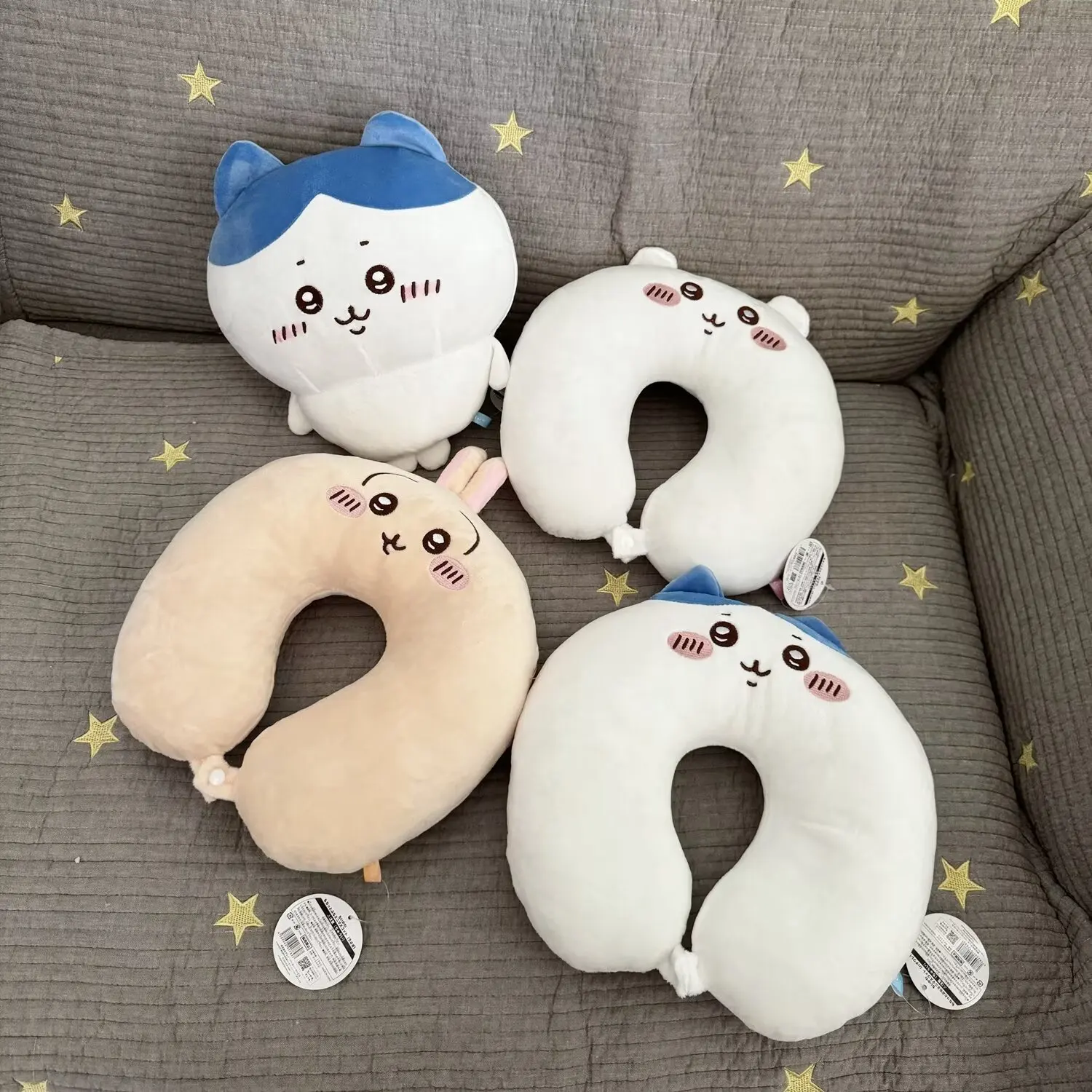 ruujoy Cartoon cartoon chiikawa Usaqi neck pillow Plush Toy Car Headrest Kawaii Soft Stuffed Plush U shape Neck Pillow wholesale