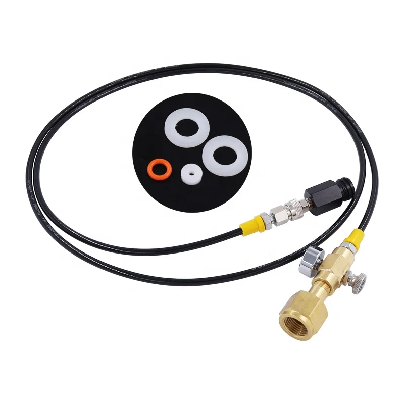2m High Pressure Hose Adapter Filling Gas Hose with 2000psi Pressure Gauge for Soda Maker Machine