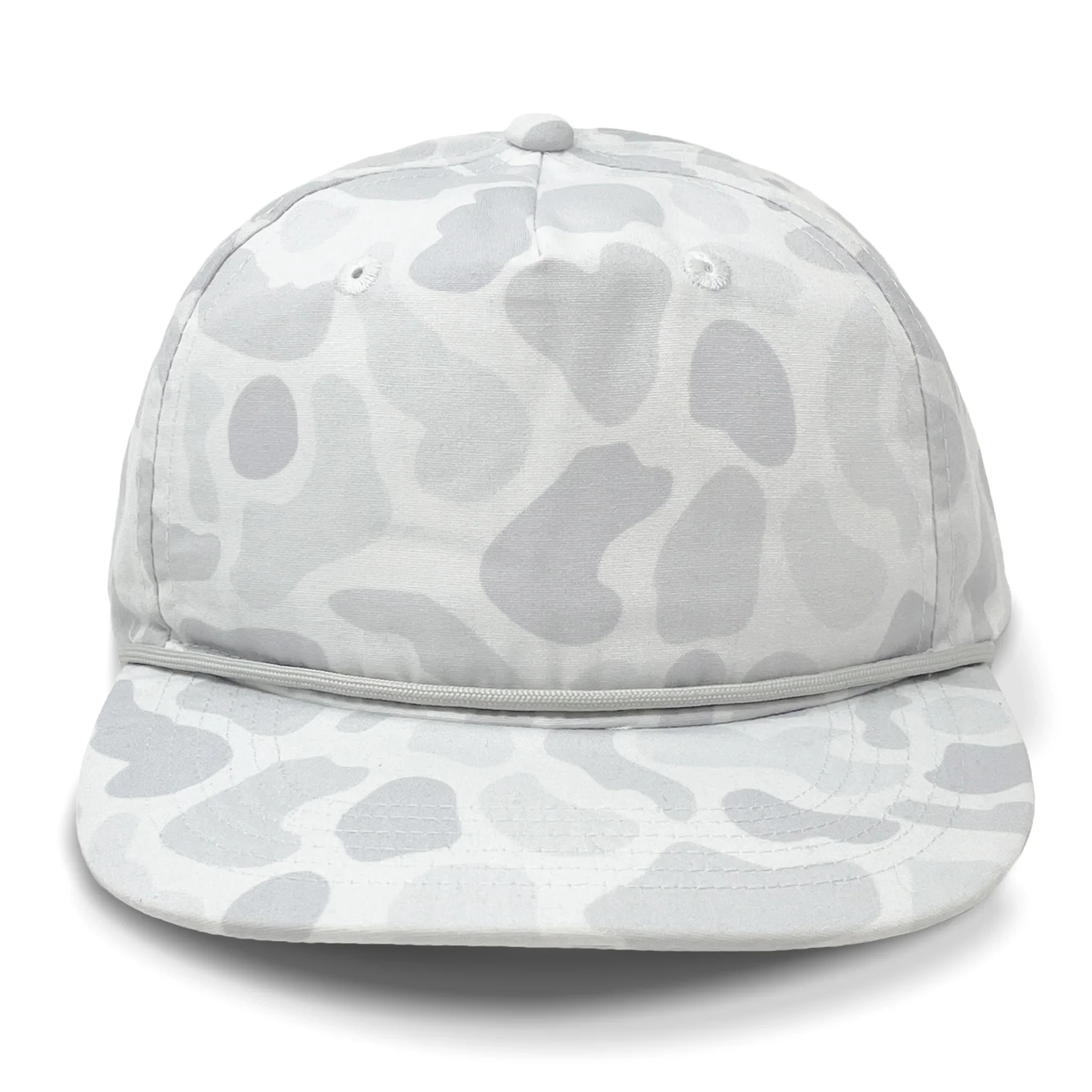 OEM White Camo Ropebrim SnapBack Hat Custom 5-Panel Camouflage Adjustable Mesh Back Trucker Embroidery Baseball Cap DOM107