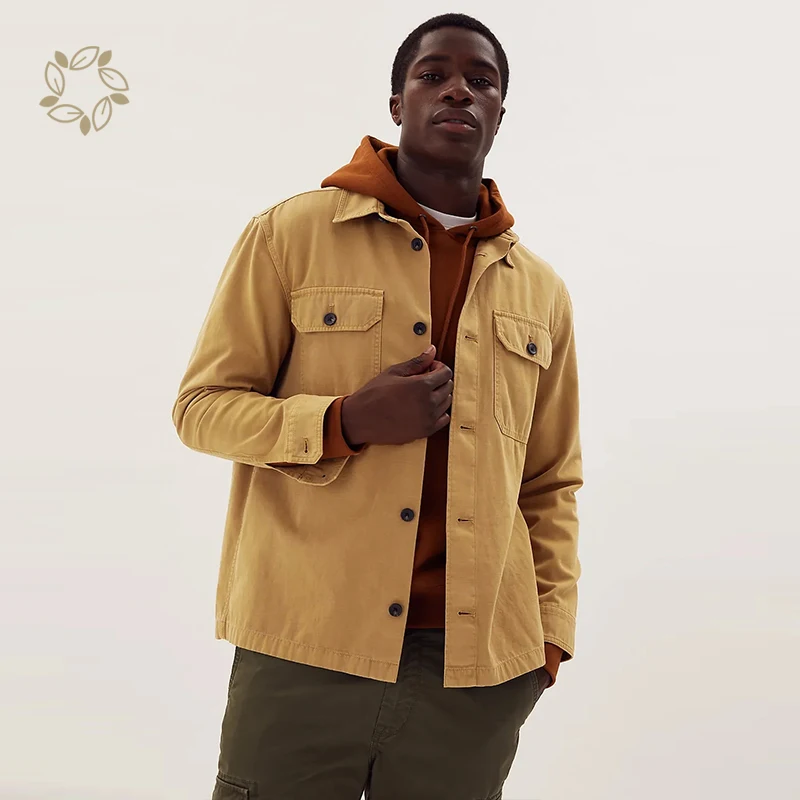 Устойчивая одежда из чистого хлопка, окрашенная куртка, однотонная Экологически чистая рубашка из органического хлопка, мужские рубашки, верхняя рубашка