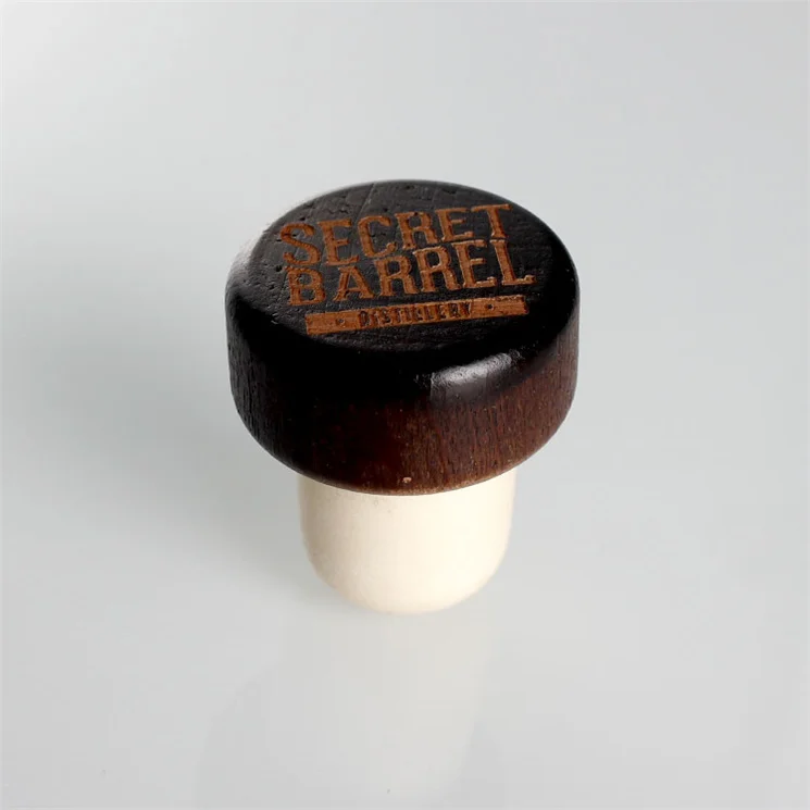 D23.5 mm Custom Wine Bottle Stoppers Plastic Wood Low Moq Customized T Shape Synthetic Stopper resin Bar top Cork