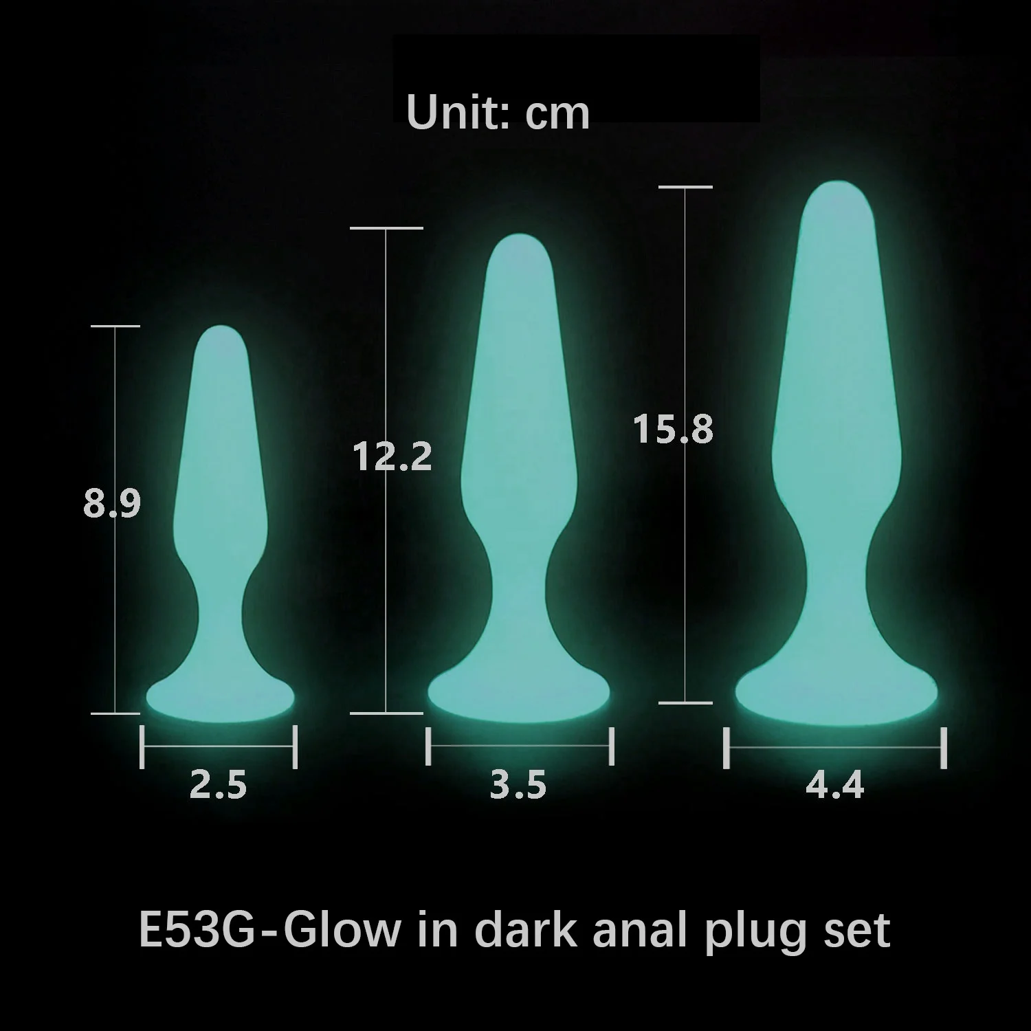 Novelties Adult Toys Sex Toys Glow in The Dark Anal Plug Luminous Butt Plug Set, Silicone Anal Toy Sex Products Guangdong E53G