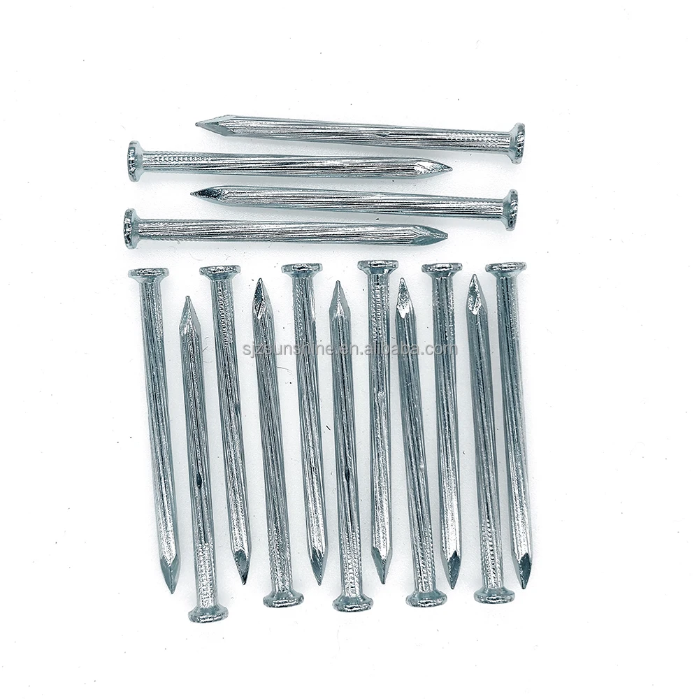Diamond point galvanized flat head angular spiral steel concrete nails for construction