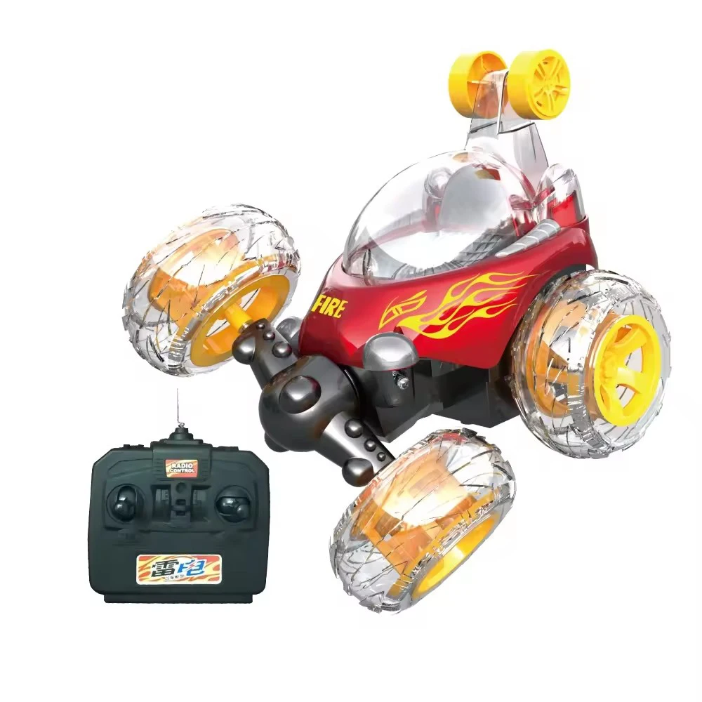 2.4GHz Rechargeable Mini RC Stunt Car Plastic Rolling 360 Degree Remote Control Performance Diecast Toy with Light Effects