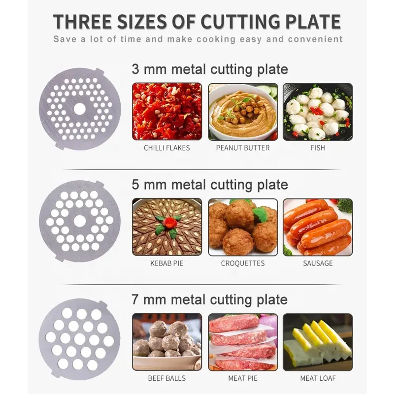 Factory Customizable Meat Grinder with 3 Stainless Steel Plate Sausage Stuffer Maker Meat Mincer Manufacturer