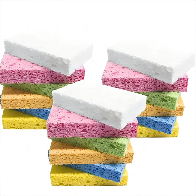DH-A5-12 Custom natural vegetable cellulose cleaning thin sponge for kitchen sink