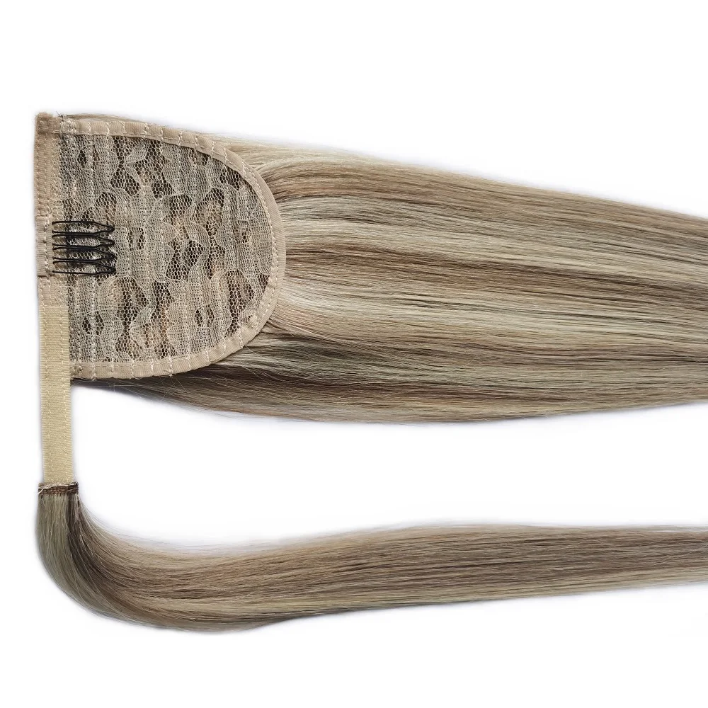 Wholesale Factory Top Quality Colored Natural Human Remy Hair Wrap Around Ponytail Hair Extension Mixed Piano color