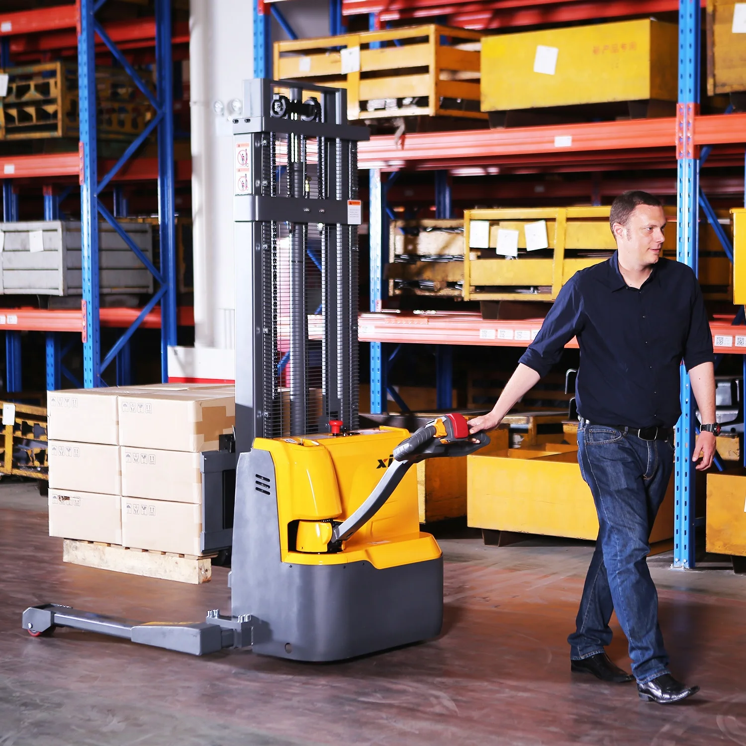 Xilin 1500kg/3300lbs 1.5ton Max.lift height 3000mm Electric Walkie Straddle Stacker
