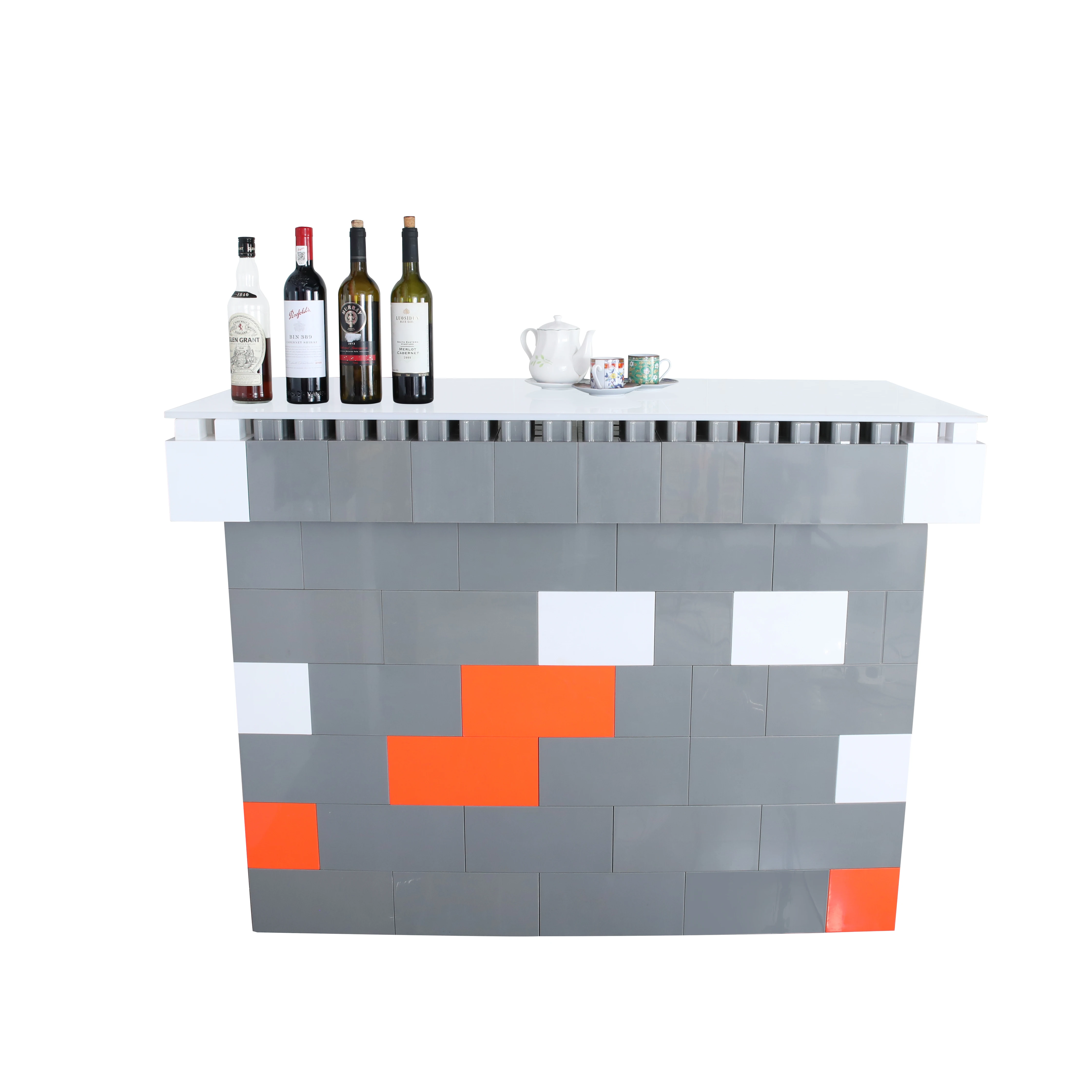 Supermarket Cash Desk Checkout Counter Cashier Table Customized Store Stand Sets Packing Film ROHS Color Rack JMA Shelf Bubble