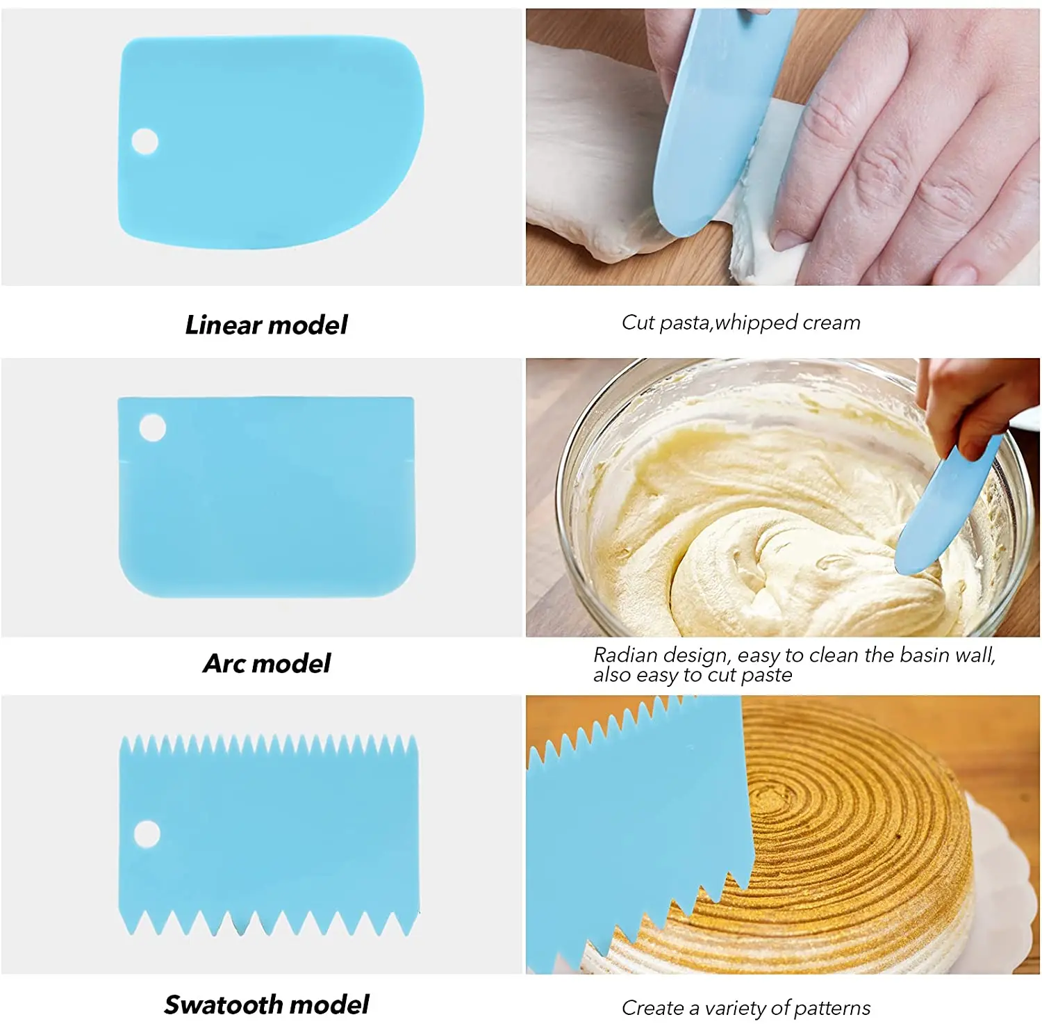 Stainless Steel Blades Cake Decorating Tools Cake Spatulas Icing Spatula Set with 6 8 10 Inch