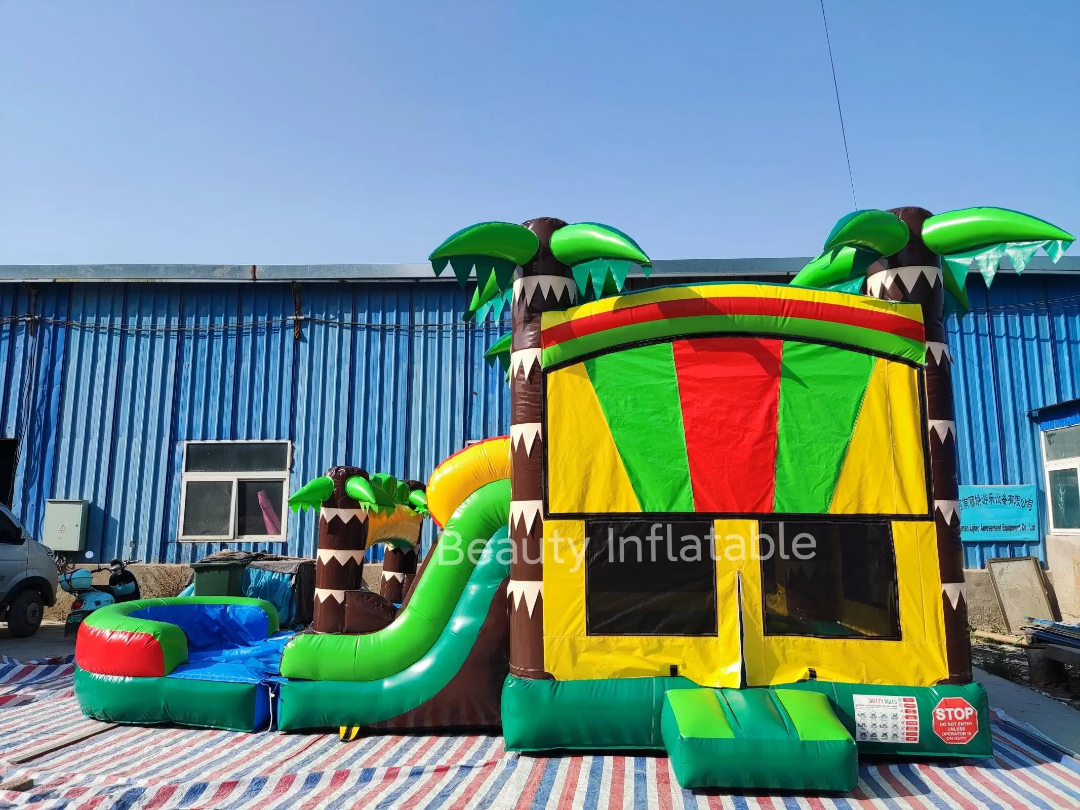New Child  Commercial PVC Moonwalk Jumper Bounce Jump Inflatable Commercial Bounce House For Kid Party Combo With Water Slide