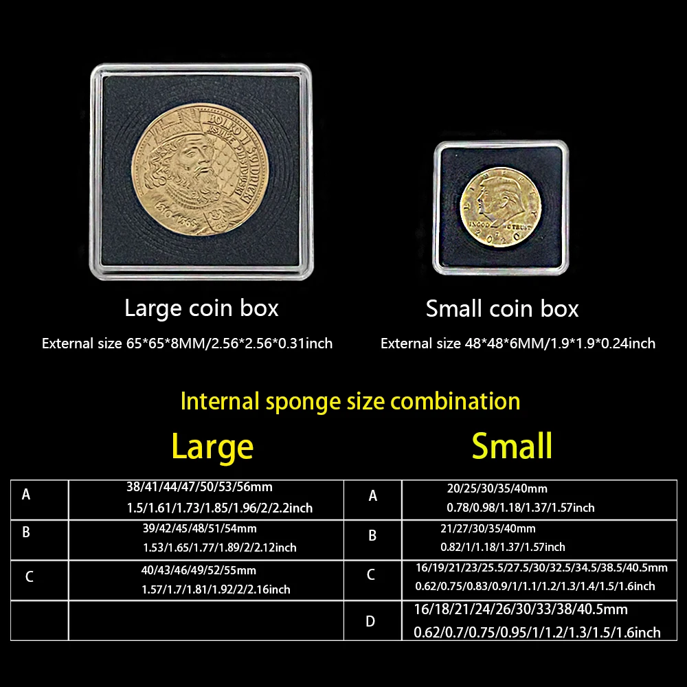 10PSC square plastic box coin display stand multi-size customized square coin capsule