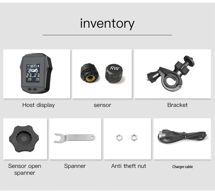 Motorcycle Tire Pressure Monitoring System USB Rechargeable Waterproof Shockproof Two Wheel Wireless Motorbike TPMS