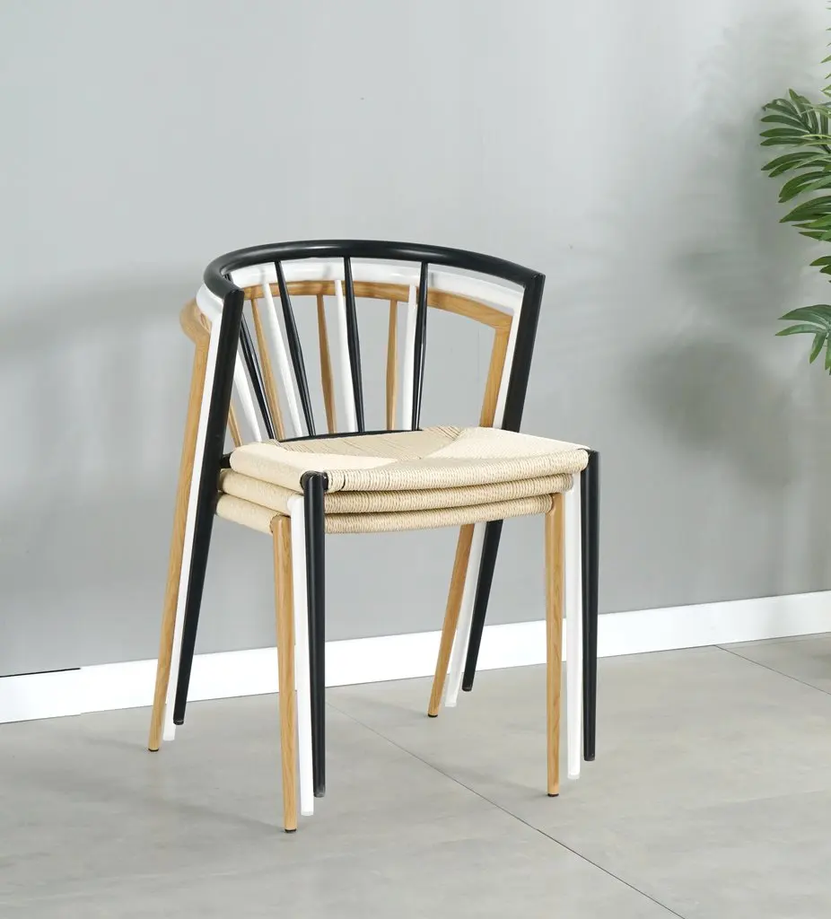 rope dining chair indoor outdoor chair rope furniture leisure contemporary black rope woven dinner cane french bistro chair