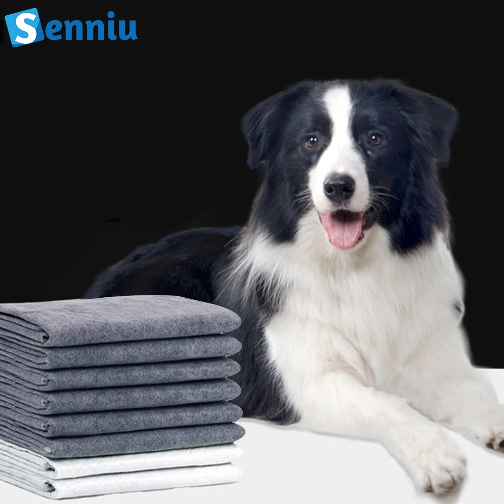 SN pet pad bamboo carbon pee pads for dogs puppy mat leak proof disposable absorbent pet training pads 5 layers with glue back