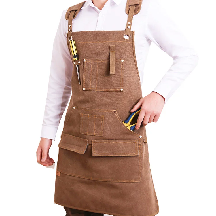 Custom printing logo barber baking cafe gardening woodworking men and women Canvas Cooking Apron with plus size