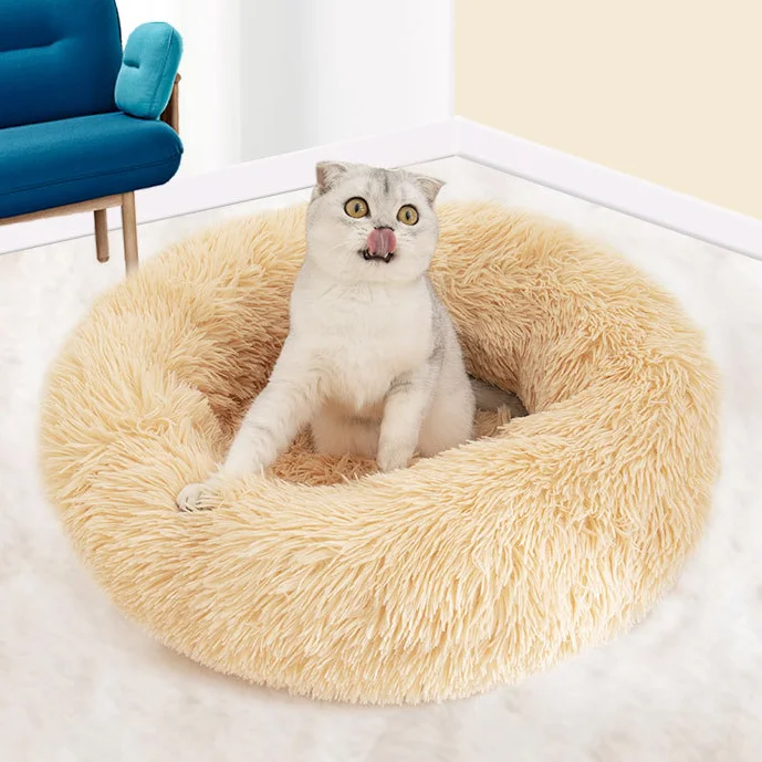 Soft Warm Luxury Pet Dog Bed Round Houses Waterproof Plush  cat Cage donut Bed